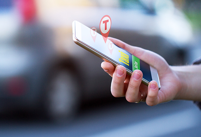 Customer calling a taxi through the mobile app