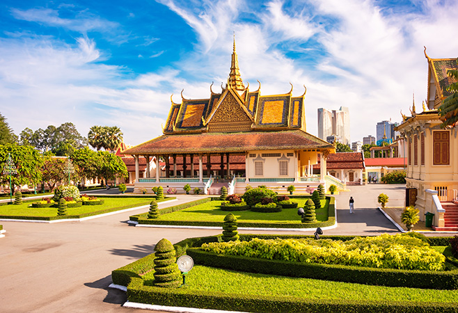 Royal palace in Phnom Penh city in Cambodia